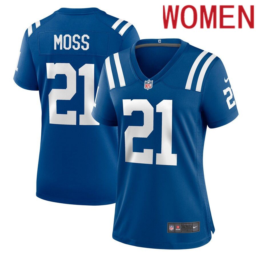 Women Indianapolis Colts #21 Zack Moss Nike Royal Game Player NFL Jersey->women nfl jersey->Women Jersey